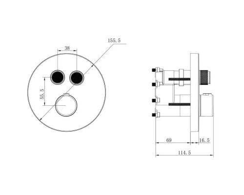 Душевой комплект Vincea Inspire VSFW-3I22MT5GM 250 мм, с термостатом, вороненая сталь