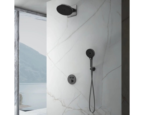 Душевой комплект Vincea Inspire VSFW-3I22MT5GM 250 мм, с термостатом, вороненая сталь