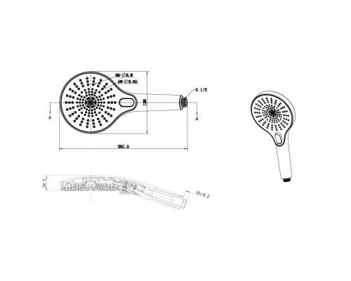 Душевой комплект Vincea Inspire VSFW-3I22MT5GM 250 мм, с термостатом, вороненая сталь