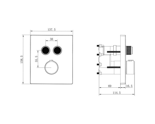 Душевой комплект Vincea Inspire VSFW-3I21MT4CH 320x200 мм, с термостатом, хром