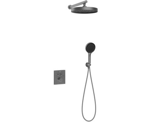 Душевой комплект Vincea Inspire VSFW-3I21MT2GM 300 мм, с термостатом, вороненая сталь