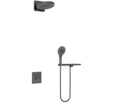 Душевой комплект Vincea Inspire VSFW-3I21MT1RGM 247 мм, с термостатом, вороненая сталь