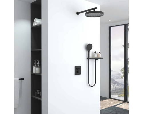 Душевой комплект Vincea Inspire VSFW-3I21MT2RMB 300 мм, с термостатом, черный матовый