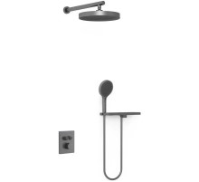 Душевой комплект Vincea Inspire VSFW-3I21MT2RGM 300 мм, с термостатом, вороненая сталь