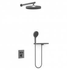 Душевой комплект Vincea Inspire VSFW-3I21MT2RGM 300 мм, с термостатом, вороненая сталь