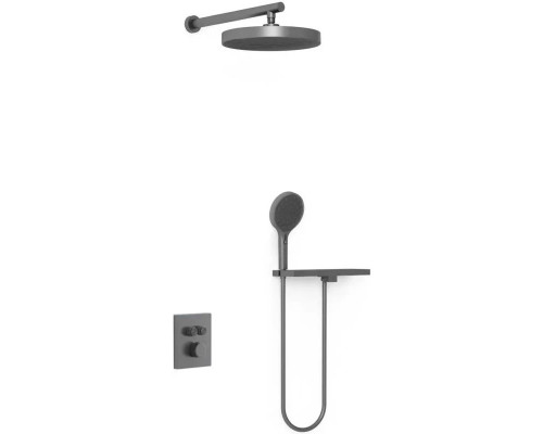 Душевой комплект Vincea Inspire VSFW-3I21MT2RGM 300 мм, с термостатом, вороненая сталь