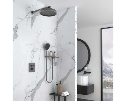 Душевой комплект Vincea Inspire VSFW-3I21MT2RGM 300 мм, с термостатом, вороненая сталь
