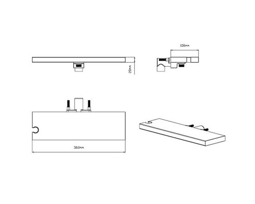 Душевой комплект Vincea Inspire VSFW-3I21MT2RGM 300 мм, с термостатом, вороненая сталь