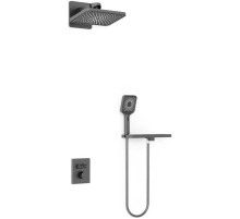Душевой комплект Vincea Inspire VSFW-3I21MT4RGM 320x200 мм, с термостатом, вороненая сталь