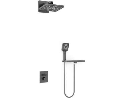 Душевой комплект Vincea Inspire VSFW-3I21MT4RGM 320x200 мм, с термостатом, вороненая сталь