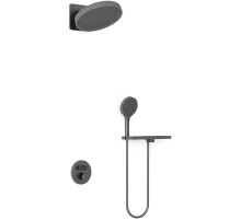 Душевой комплект Vincea Inspire VSFW-3I22MT3RGM 300 мм, с термостатом, вороненая сталь