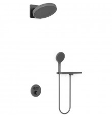 Душевой комплект Vincea Inspire VSFW-3I22MT3RGM 300 мм, с термостатом, вороненая сталь