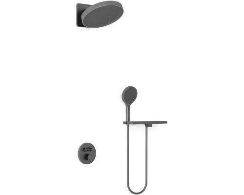 Душевой комплект Vincea Inspire VSFW-3I22MT3RGM 300 мм, с термостатом, вороненая сталь