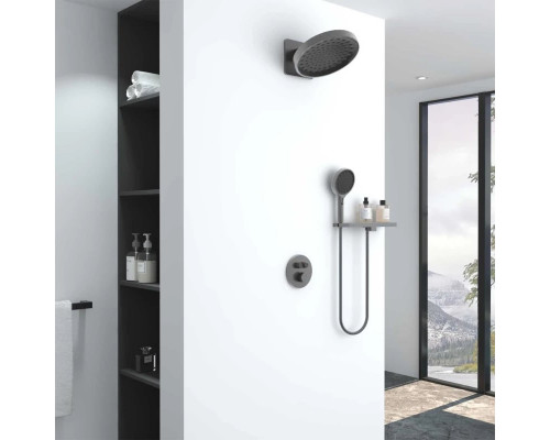 Душевой комплект Vincea Inspire VSFW-3I22MT3RGM 300 мм, с термостатом, вороненая сталь