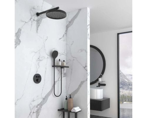 Душевой комплект Vincea Inspire VSFW-3I22MT2RMB 300 мм, с термостатом, черный матовый