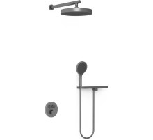 Душевой комплект Vincea Inspire VSFW-3I22MT2RGM 300 мм, с термостатом, вороненая сталь