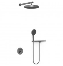 Душевой комплект Vincea Inspire VSFW-3I22MT2RGM 300 мм, с термостатом, вороненая сталь