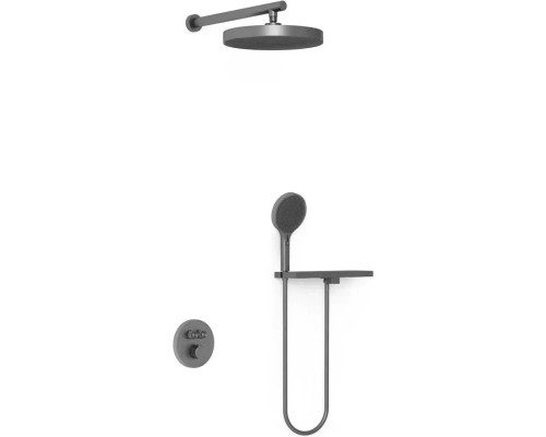 Душевой комплект Vincea Inspire VSFW-3I22MT2RGM 300 мм, с термостатом, вороненая сталь