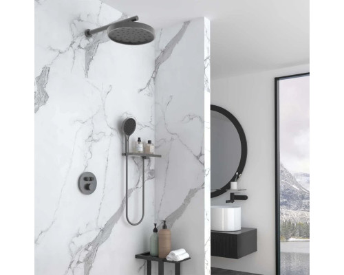 Душевой комплект Vincea Inspire VSFW-3I22MT2RGM 300 мм, с термостатом, вороненая сталь