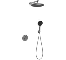 Душевой комплект Vincea Inspire VSFW-3I22MT2GM 300 мм, с термостатом, вороненая сталь