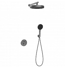 Душевой комплект Vincea Inspire VSFW-3I22MT2GM 300 мм, с термостатом, вороненая сталь