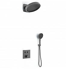 Душевой комплект Vincea VSFW-421I3GM 300 мм, со смесителем, вороненая сталь
