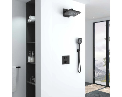 Душевой комплект Vincea VSFW-421I4MB 320x200 мм, со смесителем, черный матовый
