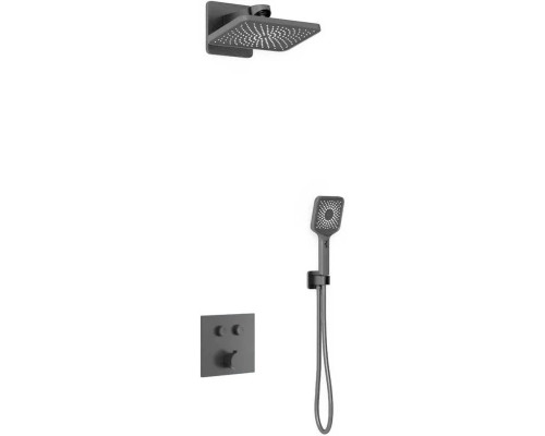 Душевой комплект Vincea VSFW-421I4GM 320x200 мм, со смесителем, вороненая сталь