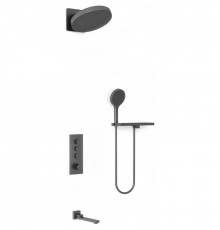 Душевой комплект Vincea VSFW-433TI3RGM 300 мм, с термостатом, вороненая сталь