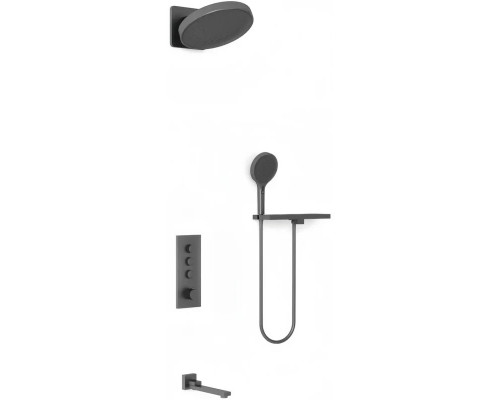 Душевой комплект Vincea VSFW-433TI3RGM 300 мм, с термостатом, вороненая сталь