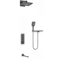 Душевой комплект Vincea VSFW-433TI4RGM 320x200 мм, со смесителем, вороненая сталь