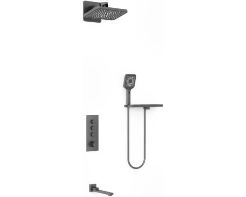 Душевой комплект Vincea VSFW-433TI4RGM 320x200 мм, со смесителем, вороненая сталь