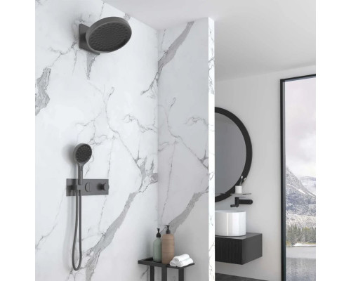 Душевой комплект Vincea VSFW-422TI3GM 300 мм, с термостатом, вороненая сталь