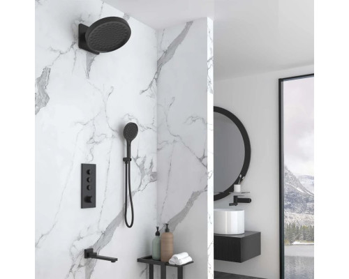 Душевой комплект Vincea VSFW-433TI3MB 300 мм, с термостатом, черный матовый