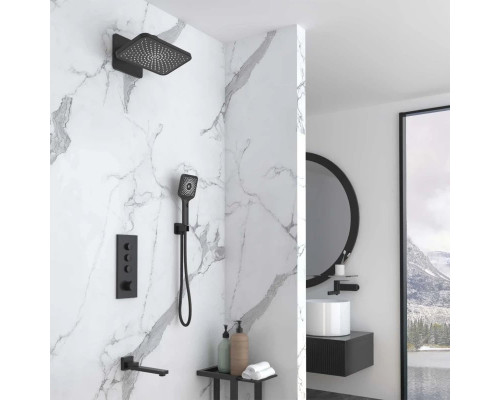 Душевой комплект Vincea VSFW-433TI4MB 320x200 мм, с термостатом, черный матовый