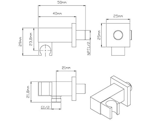 Душевой комплект Vincea VSFW-321MT1CH 315x210 мм, с термостатом, хром