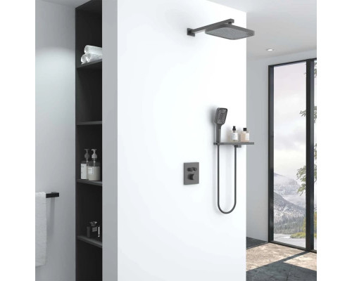 Душевой комплект Vincea VSFW-321MT1RGM 315x210 мм, с термостатом, вороненая сталь