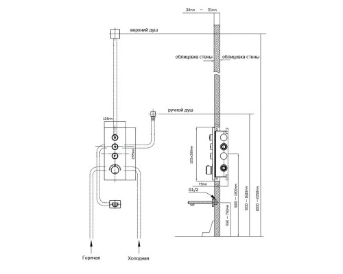 Душевой комплект Vincea VSFW-433T1BG 315x210 мм, с термостатом, золотой матовый