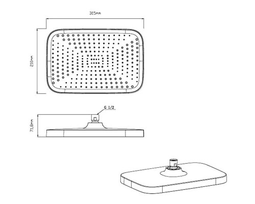 Душевой комплект Vincea VSFW-433T1BG 315x210 мм, с термостатом, золотой матовый