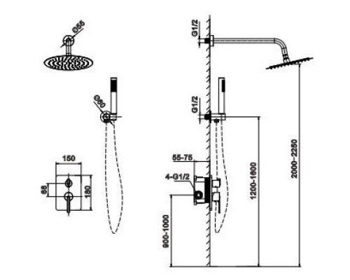 Душевой комплект 250 мм AltroBagno Unione AltroBagnoUnione040409GrMt