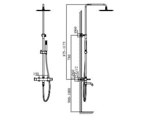 Душевая система 250 мм AltroBagno Unione AltroBagnoUnione030209NeOp