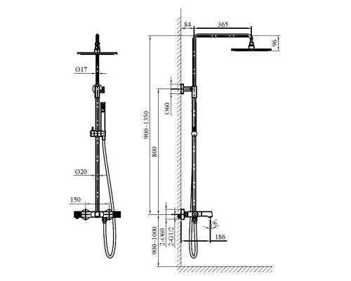 Душевая система 250 мм AltroBagno Intento AltroBagnoIntento030420Cr