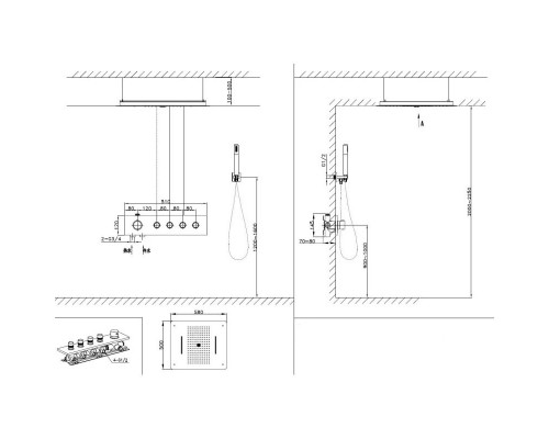 Душевой комплект 580x500 мм AltroBagno Metropoli AltroBagnoMetropoli040401NeOp