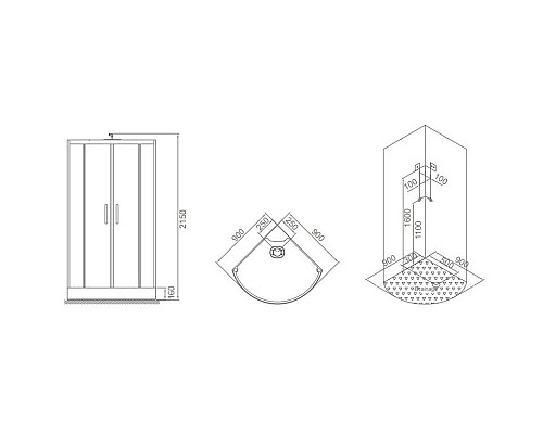 Заказать Душевая кабина 90×90×215 см SSWW BU601 в магазине сантехники Santeh-Crystal.ru