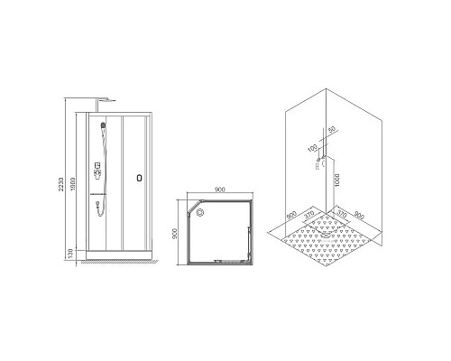 Купить Душевая кабина 90×90×223 см SSWW W0915 в магазине сантехники Santeh-Crystal.ru