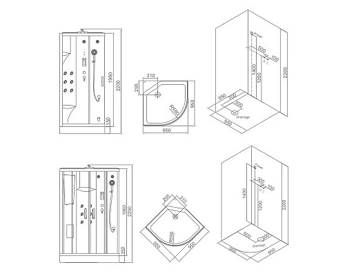 Заказать Душевая кабина 95×95×220 см SSWW WU106A в магазине сантехники Santeh-Crystal.ru