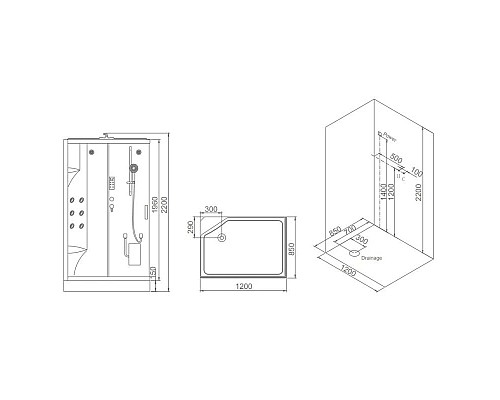 Купить Душевая кабина 120×85×220 см SSWW WU102AR в магазине сантехники Santeh-Crystal.ru