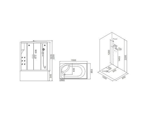 Приобрести Душевая кабина 150×85×220 см SSWW WU103AR в магазине сантехники Santeh-Crystal.ru