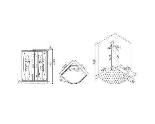 Приобрести Душевая кабина 120×120×220 см SSWW WU108A в магазине сантехники Santeh-Crystal.ru