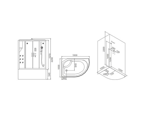 Купить Душевая кабина 150×100×220 см SSWW WU103BR в магазине сантехники Santeh-Crystal.ru